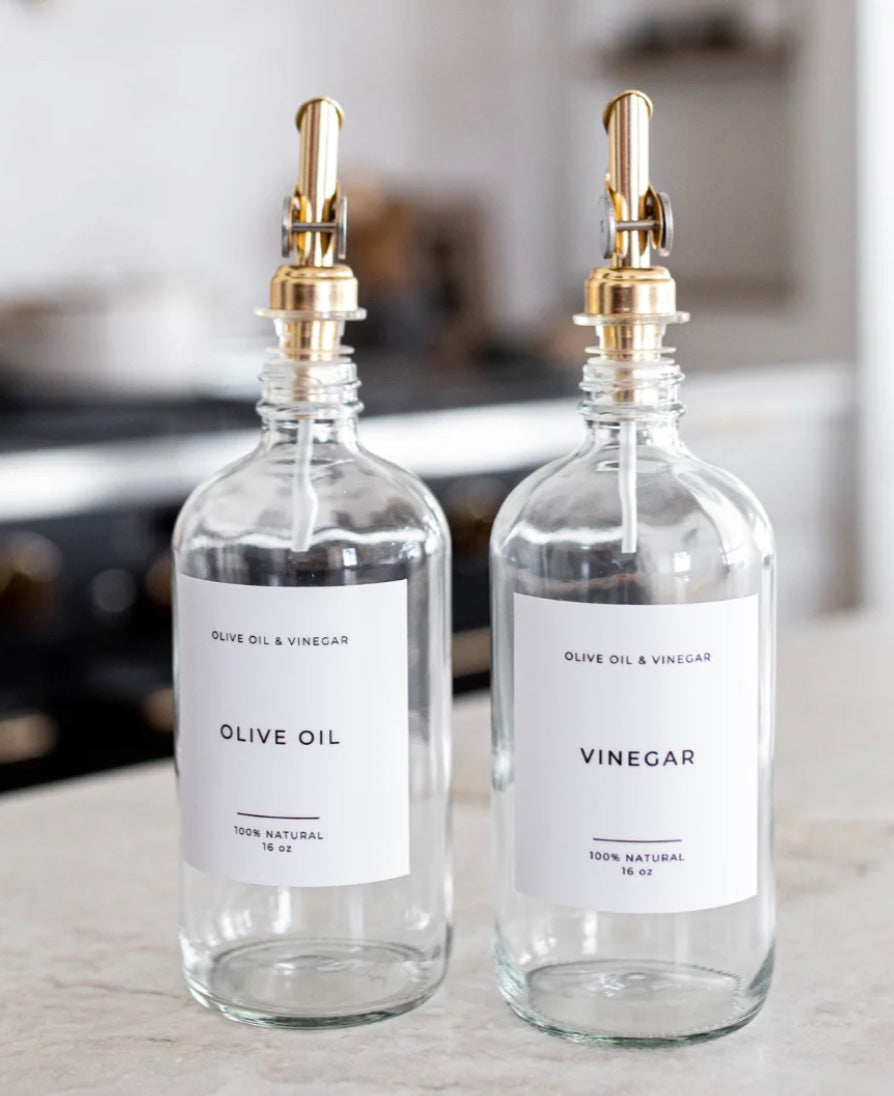 Clear Glass Olive Oil & Vinegar Bottles