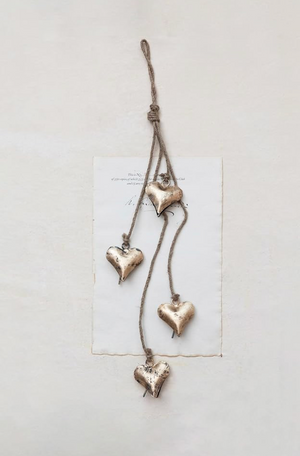 Metal Hearts on Jute Bells