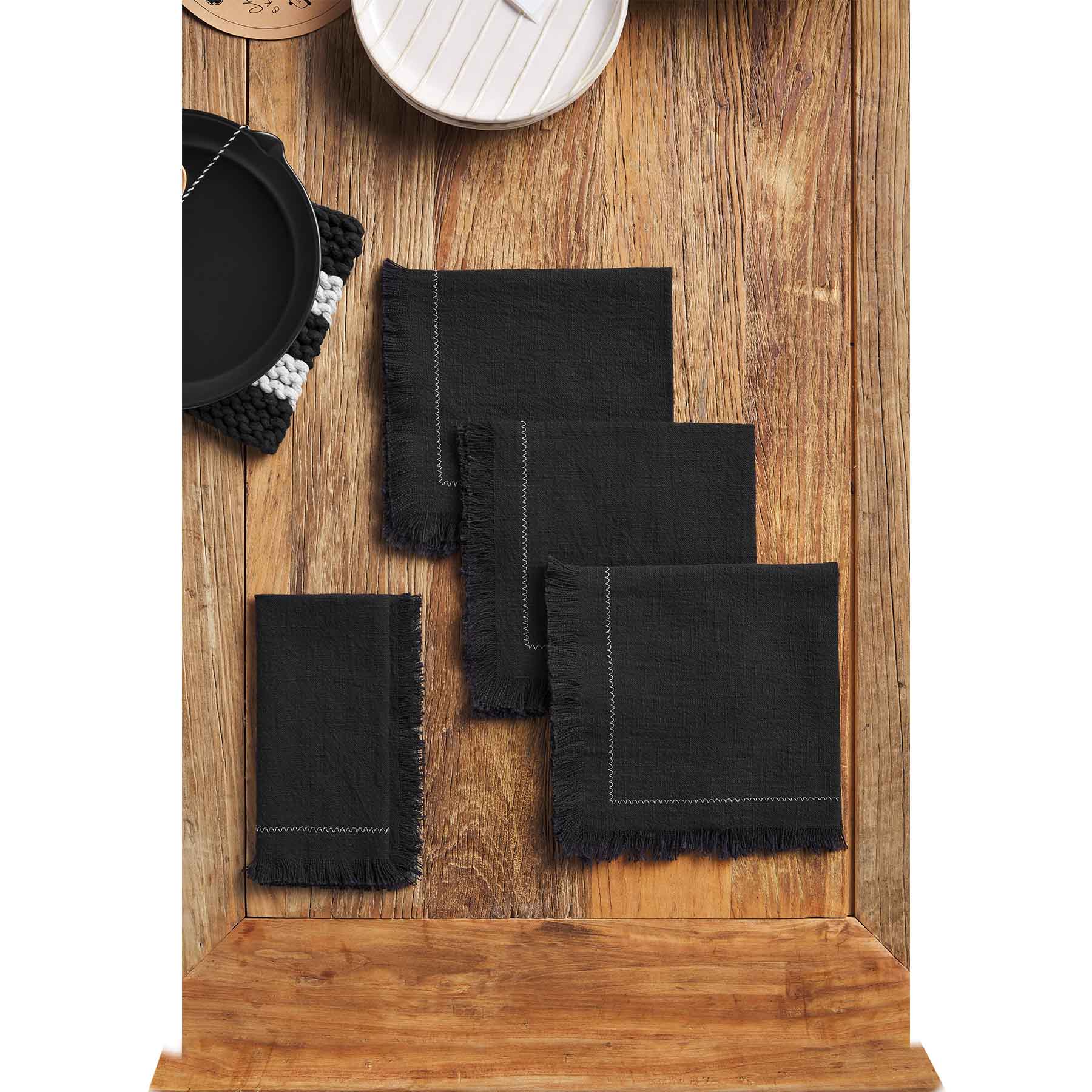 Black Cotton Napkin Set